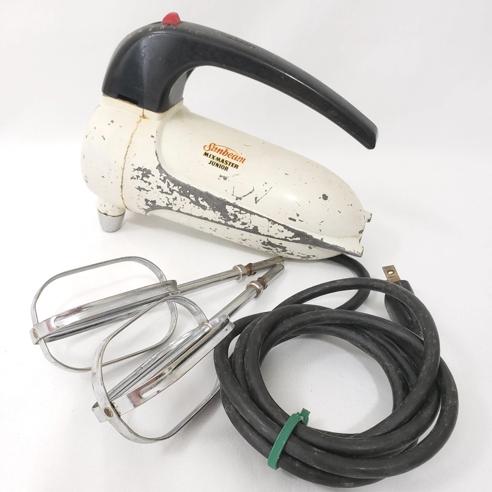 Vintage Sunbeam Mixmaster Junior Hand Mixer Made in USA Rustic Retro Weathered